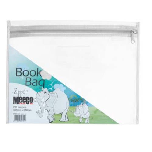Pvc book bag with zip outlet